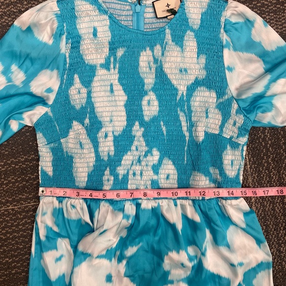 NWT TUCKERNUCK Turquoise Watercolor Floral Libby Dress Size Large - Picture 13 of 16